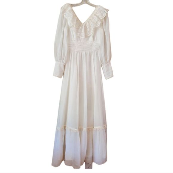 VTG CANDI JONES Prairie Pioneer Boho Wedding Party /Beach Wedding Dress Small - Picture 1 of 12